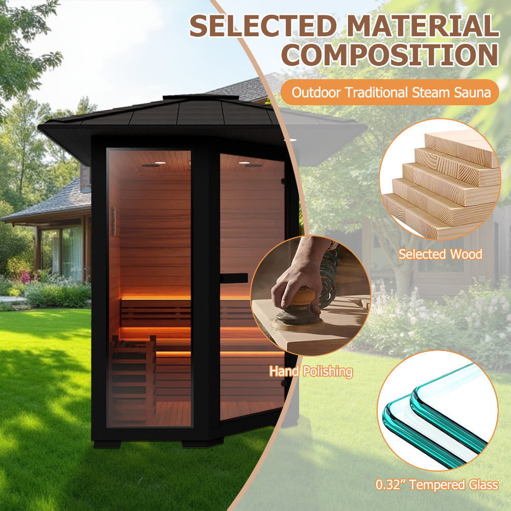1 - 2 People Luxury Outdoor Traditional Steam Sauna - Live 1