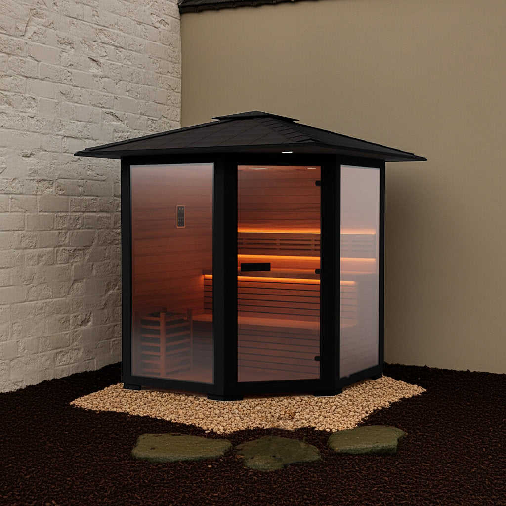 3 - 4 People Luxury Outdoor Traditional Steam Sauna - Live 2