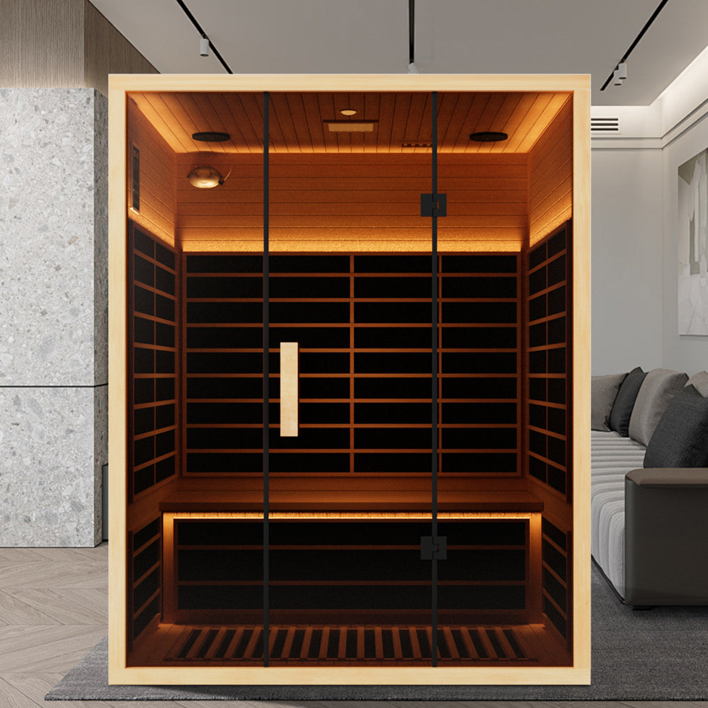 3-Person Indoor Far Infrared Sauna – Low EMF, Spacious Design for Home Wellness - Infrared 3