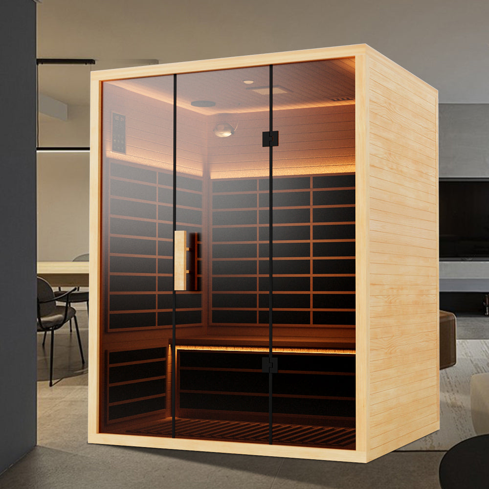 3-Person Indoor Far Infrared Sauna – Low EMF, Spacious Design for Home Wellness - Infrared 3