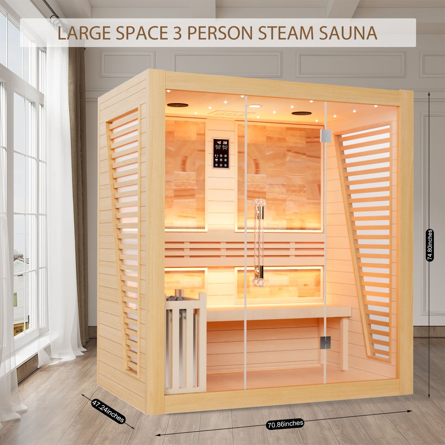 Luxury Traditional Steam Sauna Room - 3 Person
