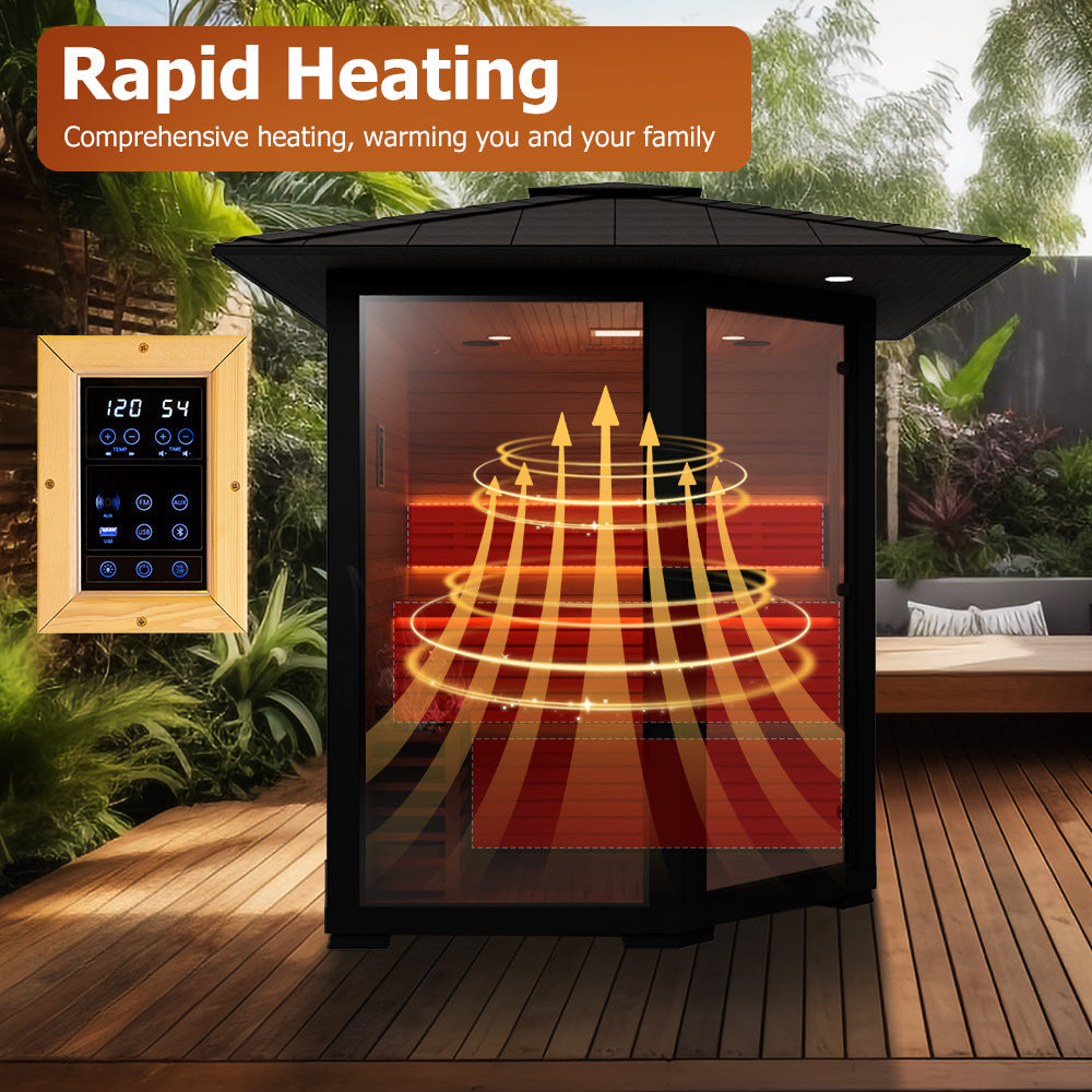 3 - 4 People Luxury Outdoor Traditional Steam Sauna - Live 2