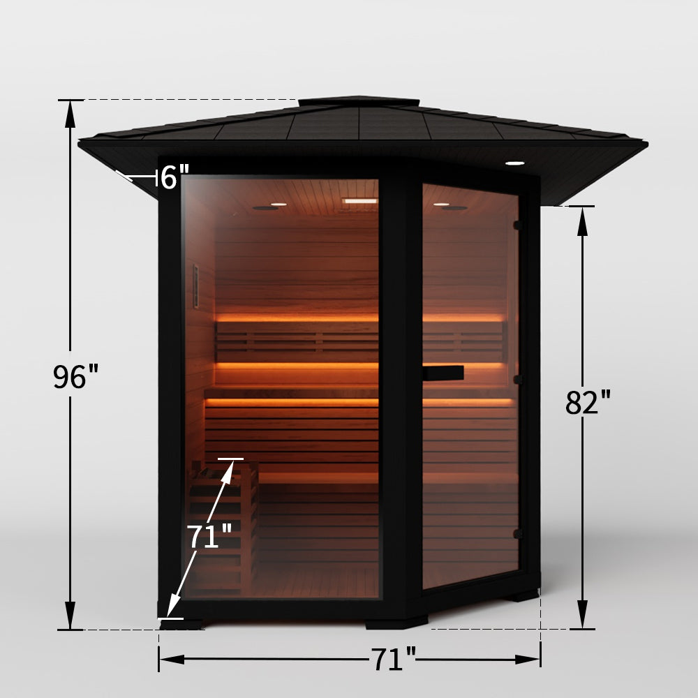 3 - 4 People Luxury Outdoor Traditional Steam Sauna - Live 2