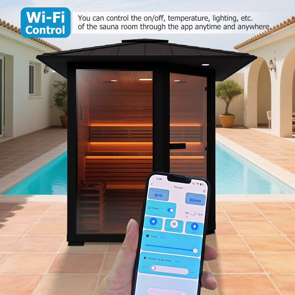 3 - 4 People Luxury Outdoor Traditional Steam Sauna - Live 2