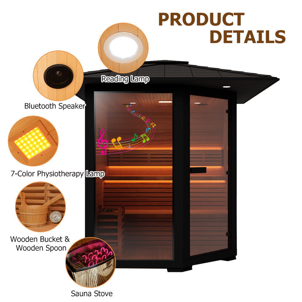 3 - 4 People Luxury Outdoor Traditional Steam Sauna - Live 2