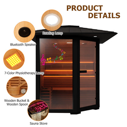 3 - 4 People Luxury Outdoor Traditional Steam Sauna - Live 2