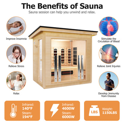 Hylivesaunas 4 People Luxury Outdoor Hybrid Sauna - COURTYARD 4